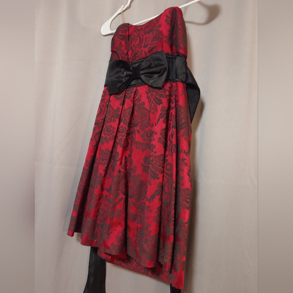 Speechless Red Black Damask Strapless Fit & Flare Empire Waist Dress, SZ 7 - Picture 2 of 10